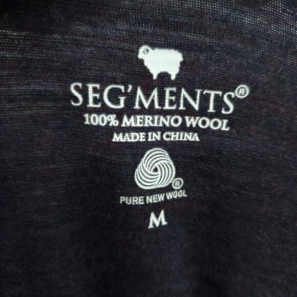Seg'ments 100% Merino Wool V-Neck Long Sleeve Base Layer Top M Dark Purple - Picture 3 of 15